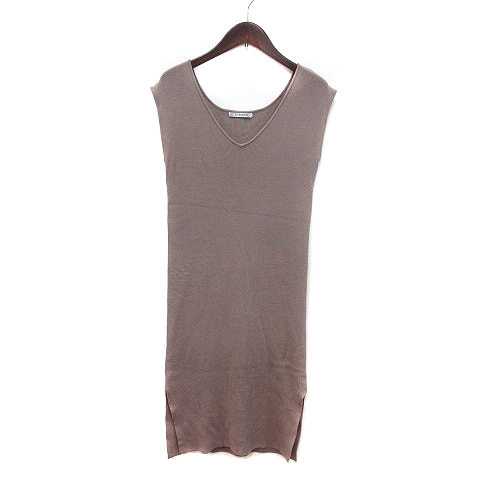 リップサービス Lip Service ワンピース ニット ひざ丈 Vネック ノースリーブ リブ F グレージュ Mn レディース 195 ベクトルパーク