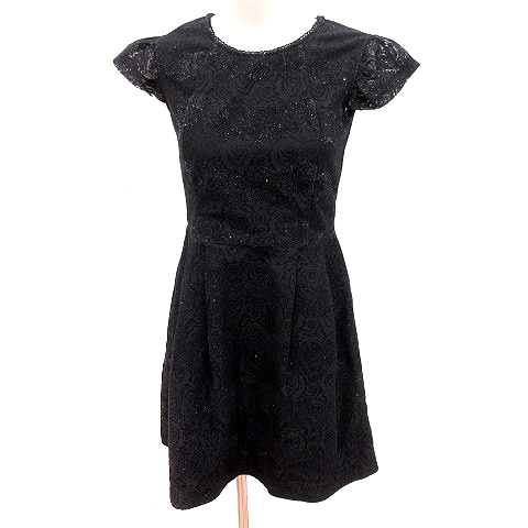 レストローズ L Est Rose ワンピース Aライン ひざ丈 半袖 刺繍 レース 2 黒 ブラック Rt レディース 195 ベクトルパーク
