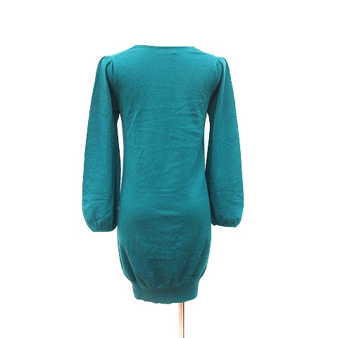 エストネーション ビス Estnation Bis 2点セット ニットワンピース ひざ丈 長袖 キャミソール付き 装飾 ウール サテン 緑 グリーン Ct レディース 195 ベクトルパーク