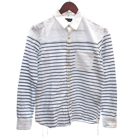 ナノユニバース Nano Universe シャツ 長袖 ボーダー S 白 ホワイト 紺 ネイビー Ct メンズ 195 ベクトルパーク