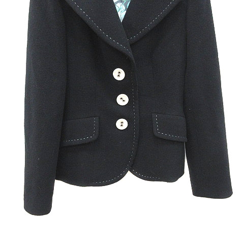 ミューゼドウジ Musee D Uji ジャケットコート ショート丈 テーラード 総裏地 ウール カシミヤ混 36 黒 ブラック Ct レディース 195 ベクトルパーク