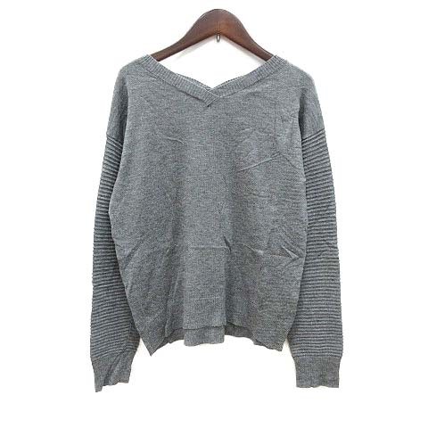 ローズバッドカップルズ Rose Bud Couples ニット カットソー 長袖 Vネック 切替 F チャコールグレー Ct レディース 195 ベクトルパーク