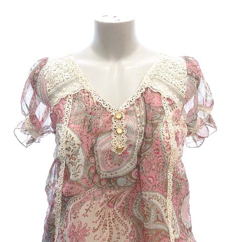 ロジータ Rojita ワンピース ミニ チュニック 半袖 シフォン レース ペイズリー柄 ピンク Ct レディース 195 ベクトルパーク