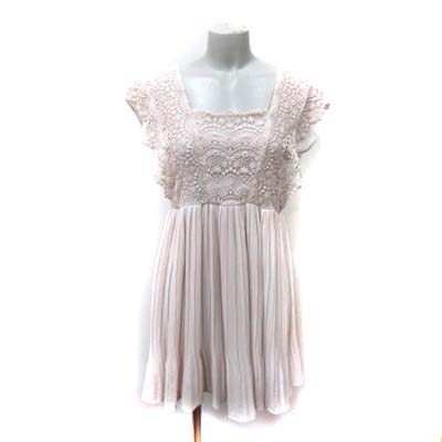 マーキュリーデュオ Mercuryduo ひざ丈ワンピース フレンチスリーブ プリーツ レース F ピンクベージュ Yi レディース 195 ベクトルパーク