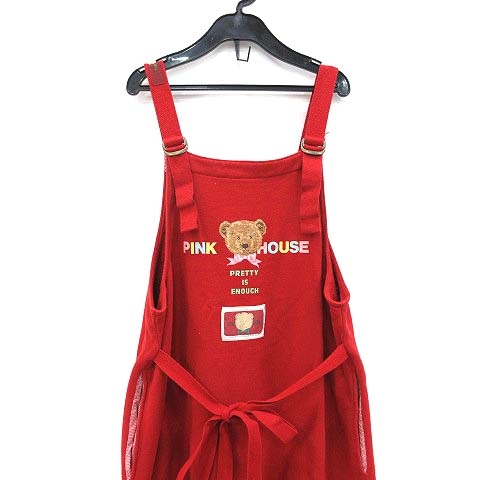 ピンクハウス Pink House ワンピース ひざ丈 サロペット スウェット ロゴプリント Xl 赤 レッド Ct キッズ 195 ベクトルパーク