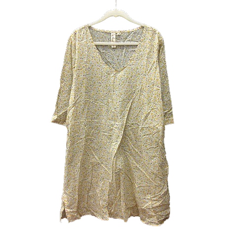 ニコアンド Niko And ワンピース Vネック ミニ 花柄 七分袖 F 黄色 イエロー Mn レディース 195 ベクトルパーク