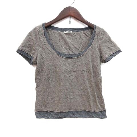 ミュウミュウ miumiu Tシャツ カットソー 半袖 Uネック 切替 S  