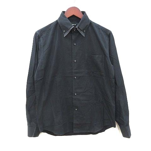 コムサイズム Comme Ca Ism ワイシャツ Yシャツ ドレスシャツ ボタンダウン ストライプ M 黒 ブラック Ct メンズ 195 ベクトルパーク