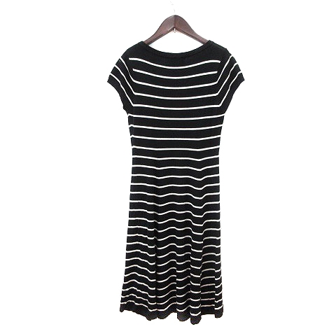 ザラ Zara ワンピース ニット ミモレ ロング ボーダー 半袖 M 黒 ブラック Mn レディース 195 ベクトルパーク