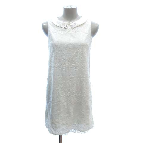 ミシェルマカロン Michell Macaron ワンピース ミニ ノースリーブ レース ビジュー付き 切替 Xs 白 ホワイト Ct レディース 195 ベクトルパーク