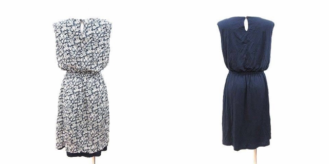 ロッソ Rosso アーバンリサーチ ワンピース ひざ丈 ノースリーブ リバーシブル 花柄 無地 F 紺 ネイビー 白 ホワイト Ct レディース 195 ベクトルパーク