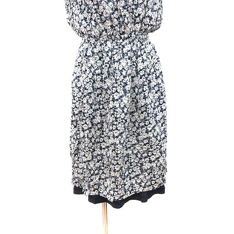 ロッソ Rosso アーバンリサーチ ワンピース ひざ丈 ノースリーブ リバーシブル 花柄 無地 F 紺 ネイビー 白 ホワイト Ct レディース 195 ベクトルパーク