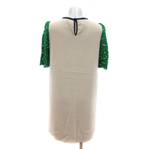 バナーバレット Banner Barrett ワンピース ひざ丈 レース 半袖 36 ベージュ 緑 グリーン 紺 ネイビー Ms レディース 195 ベクトルパーク