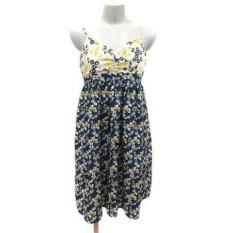 イエナ スローブ Iena Slobe キャミワンピース フレア ひざ丈 総柄 紺 ネイビー 黄 イエロー 白 ホワイト Yk レディース 195 ベクトルパーク
