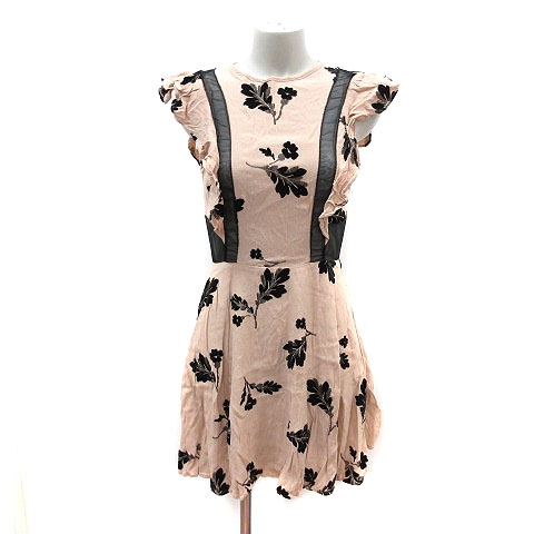 スナイデル Snidel ワンピース ミニ 花柄 フレンチスリーブ 1 ベージュ 黒 ブラック Ms レディース 195 ベクトルパーク