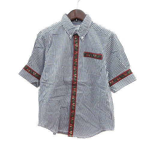 ビームスボーイ Beams Boy ボタンダウンシャツ ギンガムチェック 半袖 Boy 紺 ネイビー Mn レディース 195 ベクトルパーク