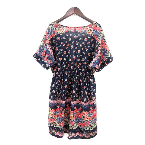 シンシアローリー Cynthia Rowley ワンピース ミニ 花柄 半袖 2 紺 ネイビー Mn レディース 195 ベクトルパーク