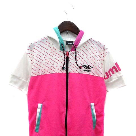 アンブロ Umbro パーカー ジップアップ 切替 半袖 M 白 ホワイト 緑 グリーン ピンク Yk レディース 195 ベクトルパーク