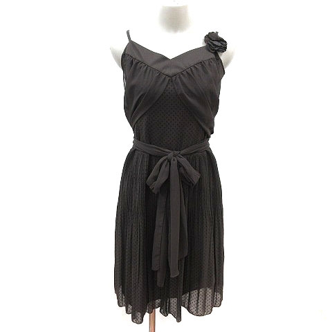 コムサイズム Comme Ca Ism キャミワンピース ひざ丈 ドット コサージュ ウエストマーク 茶 ブラウン Ms レディース 195 ベクトルパーク