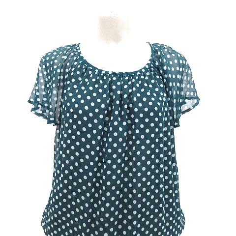 未使用品 ロペピクニック Rope Picnic ワンピース ひざ丈 フレンチスリーブ シフォン ドット 38 緑 グリーン Ct レディース 195 ベクトルパーク