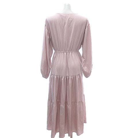 メルロー Merlot ティアードワンピース ロング 長袖 ドット ピンク Ct レディース 195 ベクトルパーク