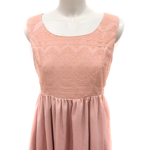 ダズリン Dazzlin ワンピース Aライン ミニ ノースリーブ 刺繍 M ピンクベージュ Rt レディース 195 ベクトルパーク