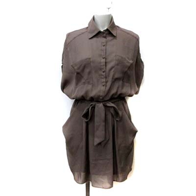 ジャイロ Jayro シャツワンピース 七分袖 ウエストマーク M 茶 ブラウン Yi レディース 195 ベクトルパーク