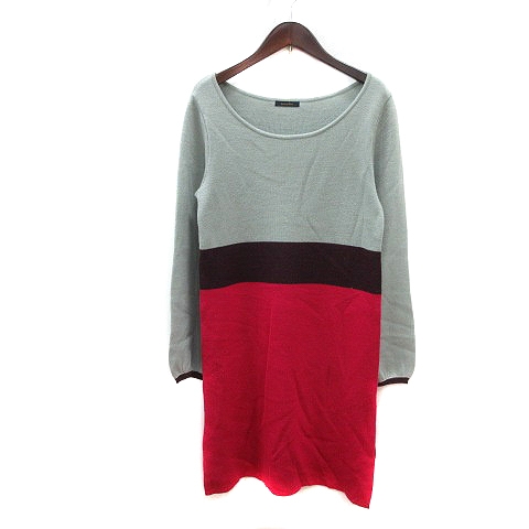 アダムエロペ Adam Et Rope ワンピース ニット ひざ丈 長袖 38 グレー ピンク Mn レディース 195 ベクトルパーク