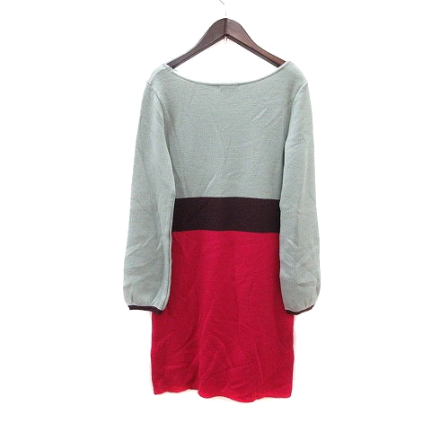 アダムエロペ Adam Et Rope ワンピース ニット ひざ丈 長袖 38 グレー ピンク Mn レディース 195 ベクトルパーク