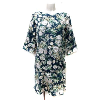 シアタープロダクツ Theatre Products ひざ丈ワンピース 七分袖 花柄 緑 グリーン Yi レディース 195 ベクトルパーク