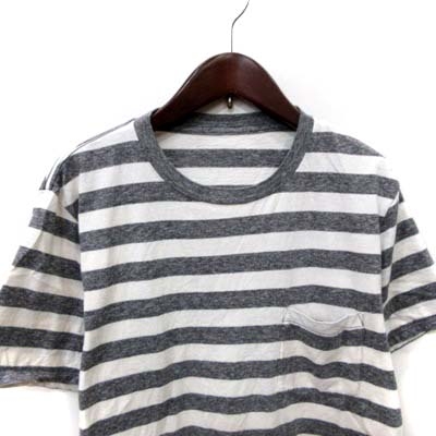 ユナイテッドアローズ United Arrows Tシャツ カットソー ボーダー 半袖 M グレー Yi メンズ 195 ベクトルパーク