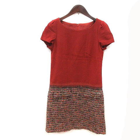 アナイ Anayi ワンピース ひざ丈 ツイード ウール モヘヤ混 フレンチスリーブ 半袖 36 マルチカラー Ms レディース 195 ベクトルパーク