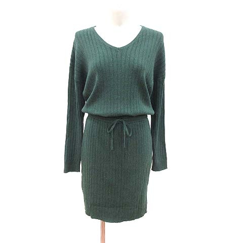 マウジー Moussy ニットワンピース ひざ丈 長袖 ドロップショルダー リブ F 緑 グリーン Ct レディース 195 ベクトルパーク