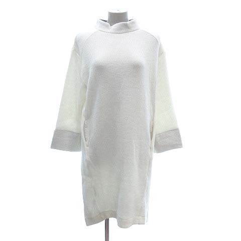 ジーナシス Jeanasis ニットワンピース ひざ丈 長袖 ハイネック F 白 ホワイト Ct レディース 195 ベクトルパーク