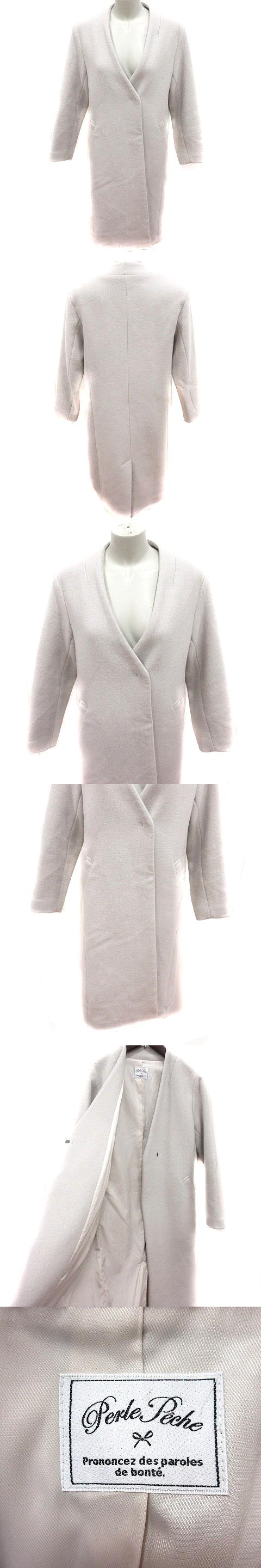 再再販 Perle Peche コート ノーカラー 総裏地 ウール 36 ライトグレー Rt レディース Catalasarenas Com