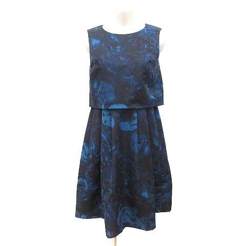 ロッソ Rosso アーバンリサーチ ワンピース ひざ丈 ノースリーブ 総柄 F 青 ブルー 黒 ブラック Ct レディース 195 ベクトルパーク