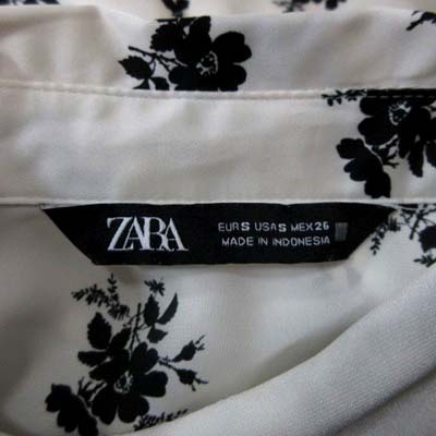 ザラ Zara チュニック ブラウス 花柄 長袖 白 ホワイト 黒 ブラック Yi レディース 195 ベクトルパーク