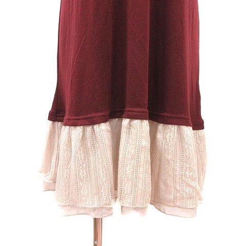 未使用品 アクシーズファム Axes Femme ワンピース ミニ レース リボン 半袖 M 赤 ワインレッド ベージュ Ms レディース 195 ベクトルパーク