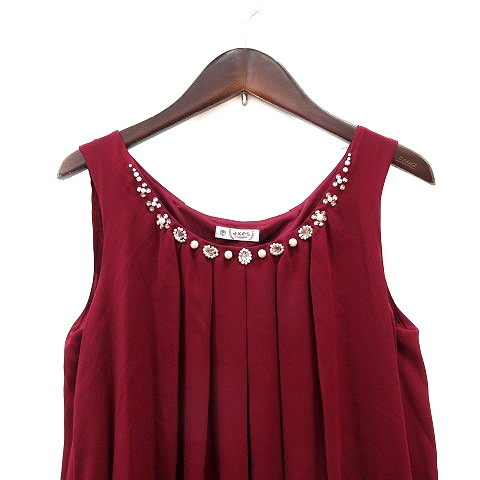 アクシーズファム Axes Femme ワンピース ミニ レース ノースリーブ 切替 ビジュー M 赤 ワインレッド Mn レディース 195 ベクトルパーク