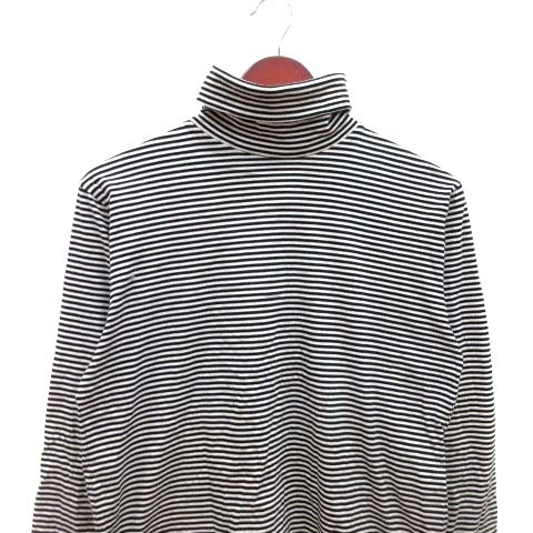 ナノユニバース Nano Universe カットソー Tシャツ タートルネック ボーダー 長袖 M 黒 ブラック 白 ホワイト Yk メンズ 195 ベクトルパーク