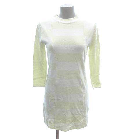 リエンダ Rienda ニットワンピース ミニ 七分袖 ボーダー S 黃 ライトイエロー 白 ホワイト Ct レディース 195 ベクトルパーク