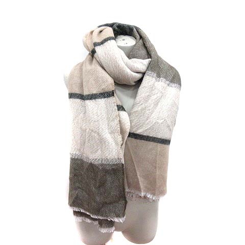 ザラ ZARA accessories ストール マフラー チェック M ベージュ 茶