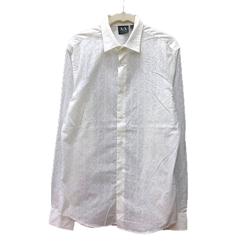 アルマーニエクスチェンジ A/X ARMANI EXCHANGE シャツ 総柄 長袖 S 白 