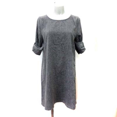 アズノウアズ As Know As ひざ丈ワンピース 五分袖 総柄 F グレー Yi レディース 195 ベクトルパーク