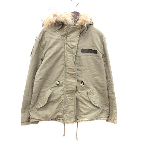 マウジー Moussy ミリタリージャケット ジップアップ チャイニーズラクーンファー 1 緑 カーキ Ct レディース 195 ベクトルパーク