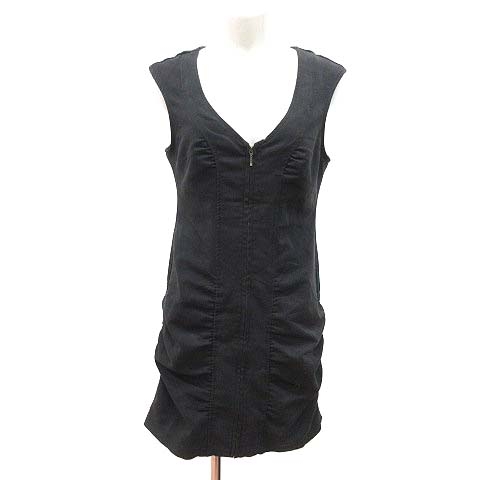 ザラ Zara ワンピース ひざ丈 ノースリーブ ジップアップ ギャザー L 黒 ブラック Ct レディース 195 ベクトルパーク