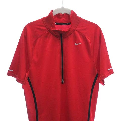 MALBON×NIKE フリースハーフジップシャツ レッド サイズS