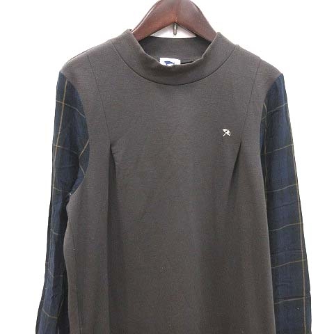 アーノルドパーマー Arnold Palmer ワンピース ひざ丈 カットソー 長袖 切替 チェック 2 茶 ブラウン 紺 ネイビー Ct レディース 195 ベクトルパーク