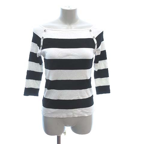 アンタイトル Untitled ニット カットソー 七分袖 オフショルダー ボーダー 2 白 ホワイト 黒 ブラック Ct レディース 195 ベクトルパーク