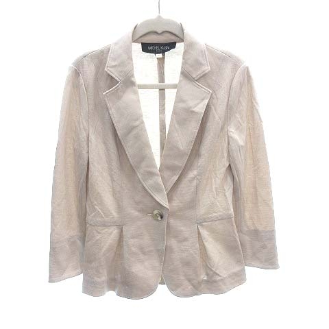 ミッシェルクラン Michel Klein テーラードジャケット シングル カットソー 麻混 リネン混 38 ベージュ Ct レディース 195 ベクトルパーク